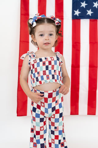 HOME OF THE FREE CHECKERS DREAM SMOCKED FLARE SET