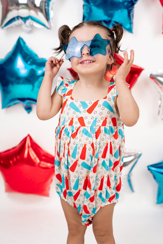 BURSTING RED WHITE & BLUE DREAM BUBBLE ROMPER