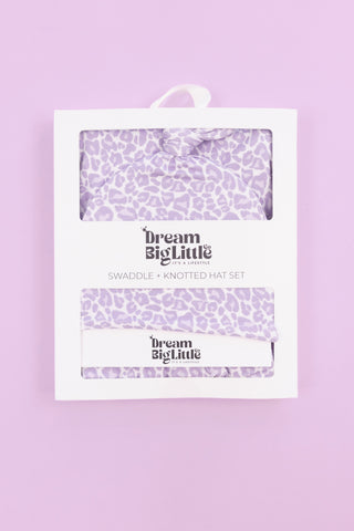 LAVENDER LEOPARD DREAM SWADDLE & BEANIE