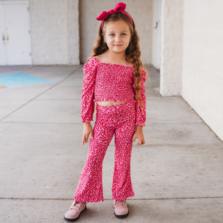 LOVE LEOPARD DREAM SMOCKED FLARE SET