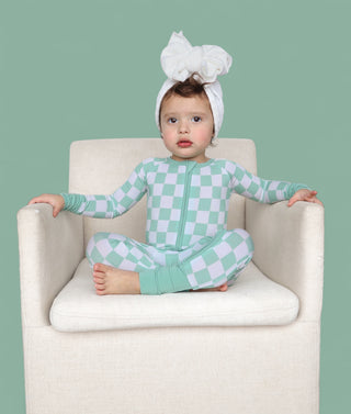 MINT CHECKERS DREAM ROMPER