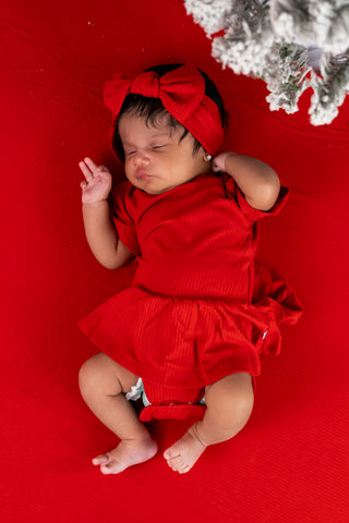 RED RIB DREAM BODYSUIT DRESS