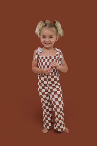 COPPER CHECKERS DREAM SMOCKED FLARE SET