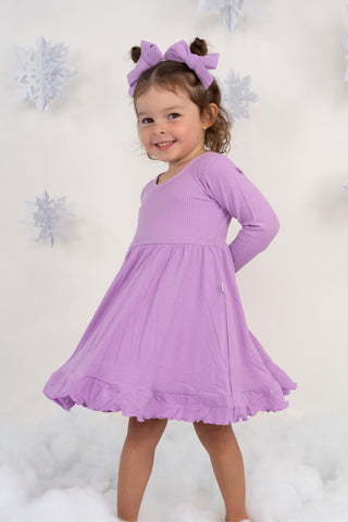 AMETHYST RIB DREAM RUFFLE DRESS