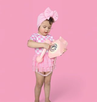 BUBBLEGUM CHECKERS DREAM TUTU BODYSUIT DRESS