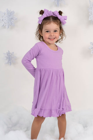 AMETHYST RIB DREAM RUFFLE DRESS