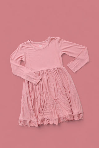 MAUVE RIB DREAM RUFFLE DRESS