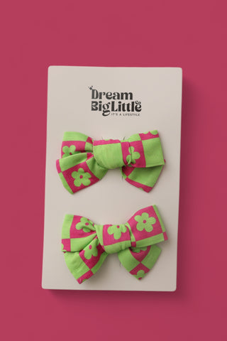 WILD DAISY CHECKERS DREAM BOW HAIR CLIPS