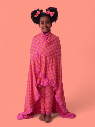 NEON DREAMS CHECKERS DREAM RUFFLE BLANKET