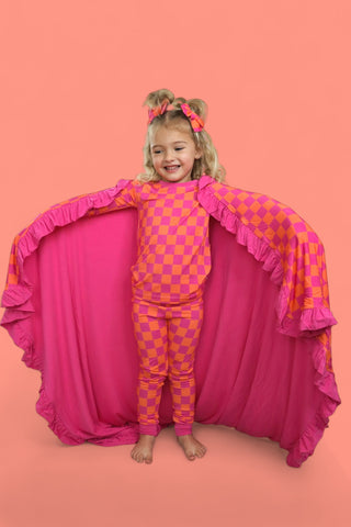 NEON DREAMS CHECKERS DREAM RUFFLE BLANKET