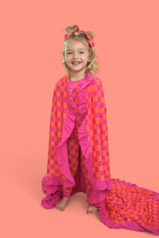 NEON DREAMS CHECKERS DREAM RUFFLE BLANKET