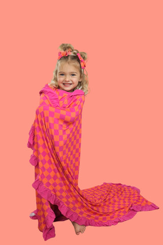 NEON DREAMS CHECKERS DREAM RUFFLE BLANKET