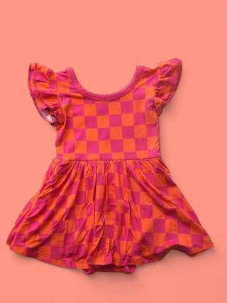 NEON DREAMS CHECKERS DREAM BODYSUIT DRESS