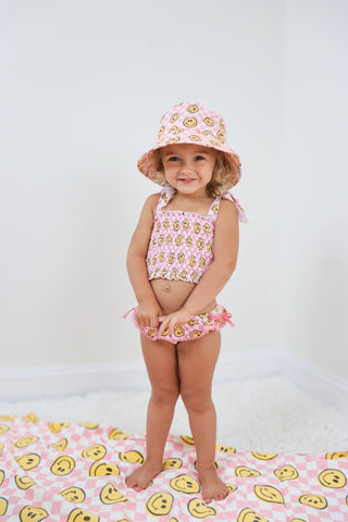 BLUSHIN' CHECKERS DREAM SMOCKED TANKINI TWO PIECE SWIM SUIT