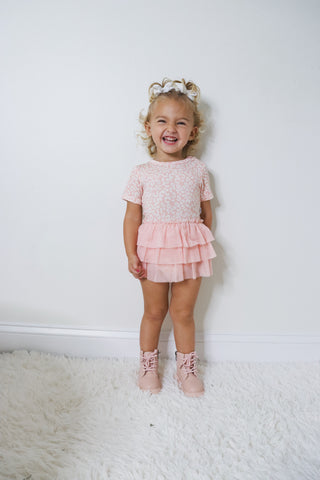 BLUSHING LEOPARD DREAM TUTU BODYSUIT DRESS