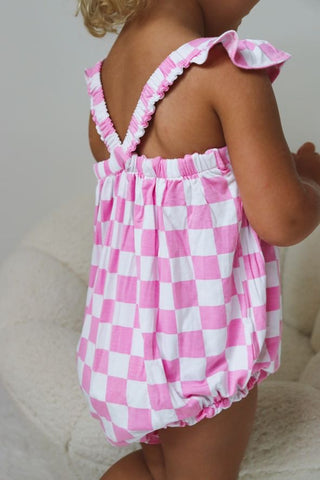 BUBBLEGUM CHECKERS DREAM BUBBLE ROMPER