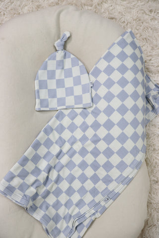 CLOUDY CHECKERS DREAM SWADDLE & BEANIE