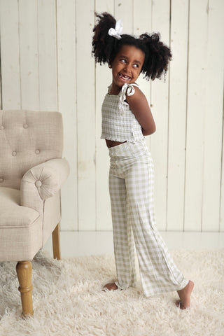 SAGE GINGHAM DREAM SMOCKED FLARE SET