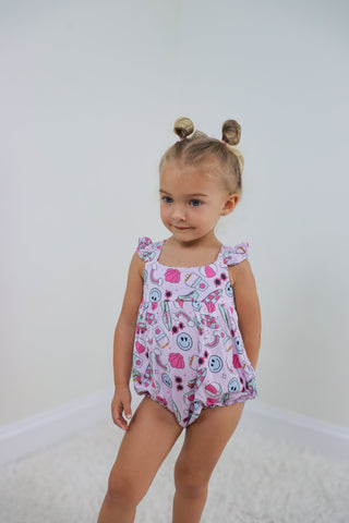 EXCLUSIVE BEACHIN’ IT WITH BRYNNLEIGH CAP SLEEVE DREAM BUBBLE ROMPER