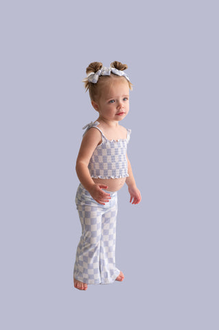 CLOUDY CHECKERS DREAM SMOCKED FLARE SET
